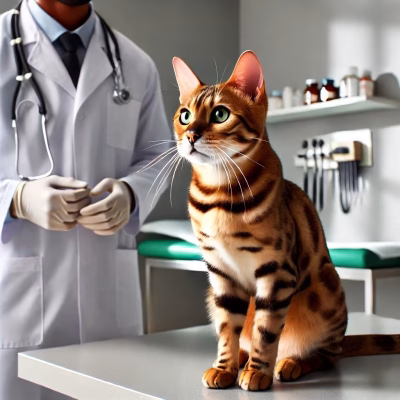 Image de chat bengal chez le vétérinaire